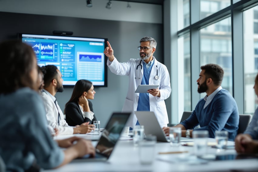 Doctor speaking at meeting 