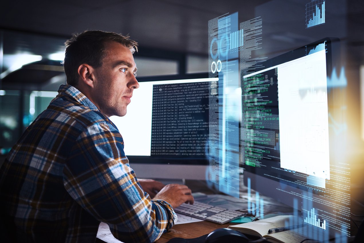 Man working on computer 