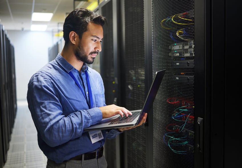 Man reviewing data center