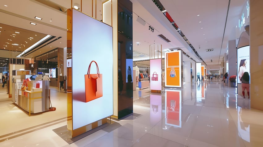 Digital signage in a upscale indoor mall