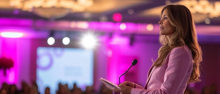 Women speaking at a podium