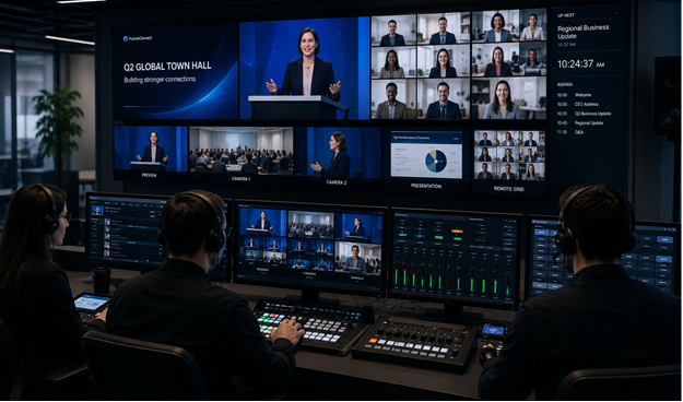 broadcast control room for town hall