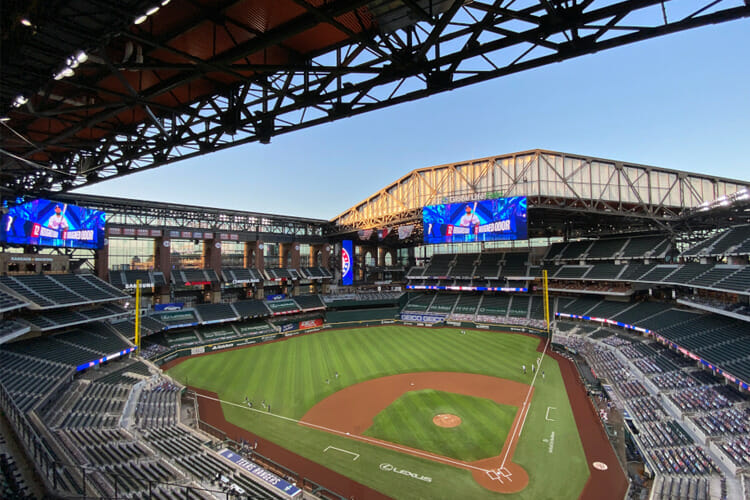 Globe Life Field surround sound system, large format video displays